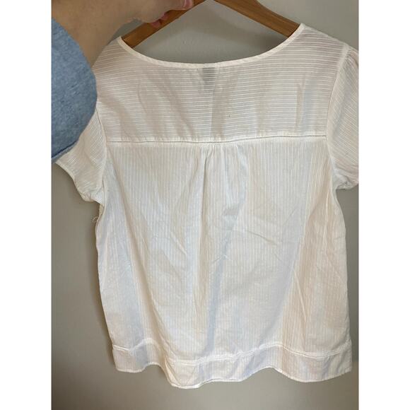 Sonoma Embroidered Cotton Cream Peasant Blouse Large Boho Coastal Cowgirl Dainty - Picture 5 of 6